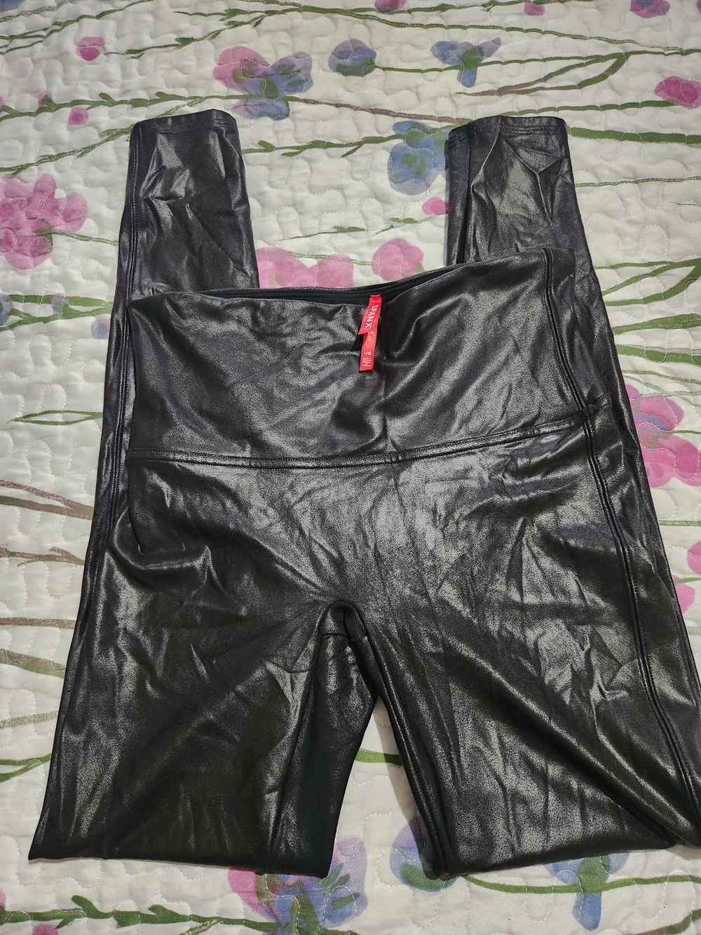 SPANX Black Faux Leather High-Waist Leggings
